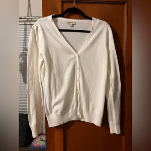 St. John's Bay White Cardigan Sweater 100% Cotton